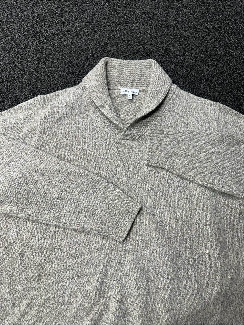 Peter Millar Sweater Shawl Collar Mens Large Wool Grey